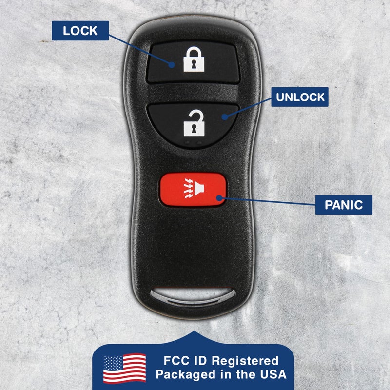 كي ليس اوبشن 2X KeylessOption مفتاح فوب لـ 2002 2003 2004 2005 2006 2007 2008 2009 2010 2011 2012 2013 2014 2015 2016 2017 Nissan Titan Rogue Infiniti Remote 3-Button KBRASTU15 دليل البرمجة متضمن - Image 5